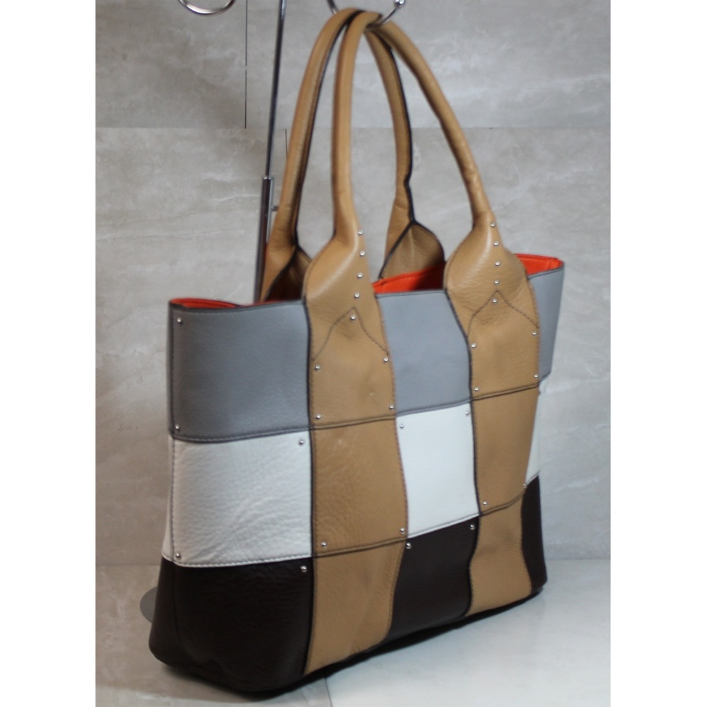 orYANY NWOT Leather Patchwork Studded Tote